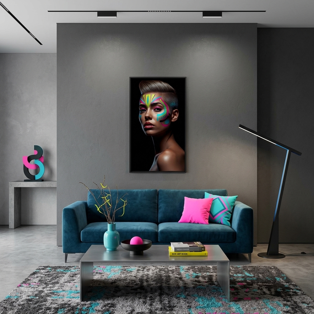 Neon Yüzler– Pop Art Kadın Portre Serisi 31 (Canlı Renkler ve Asi Duruş)