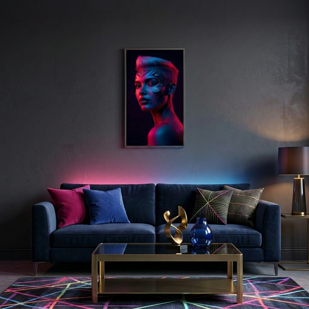Neon Yüzler– Pop Art Kadın Portre Serisi 32 (Canlı Renkler ve Asi Duruş)
