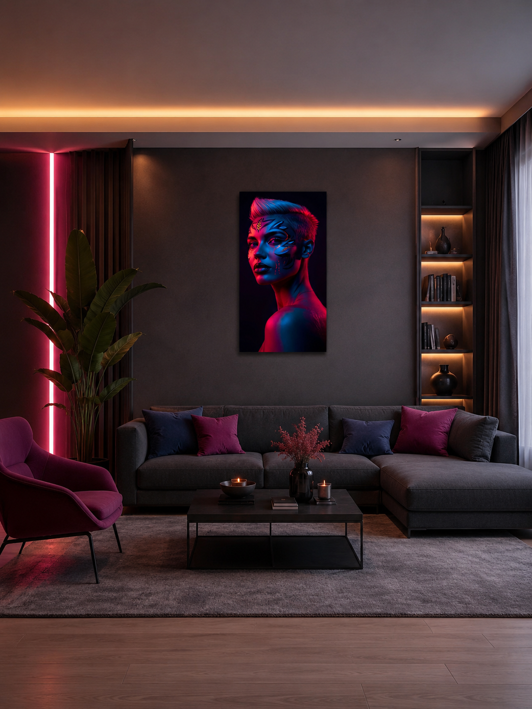 Neon Yüzler– Pop Art Kadın Portre Serisi 32 (Canlı Renkler ve Asi Duruş)