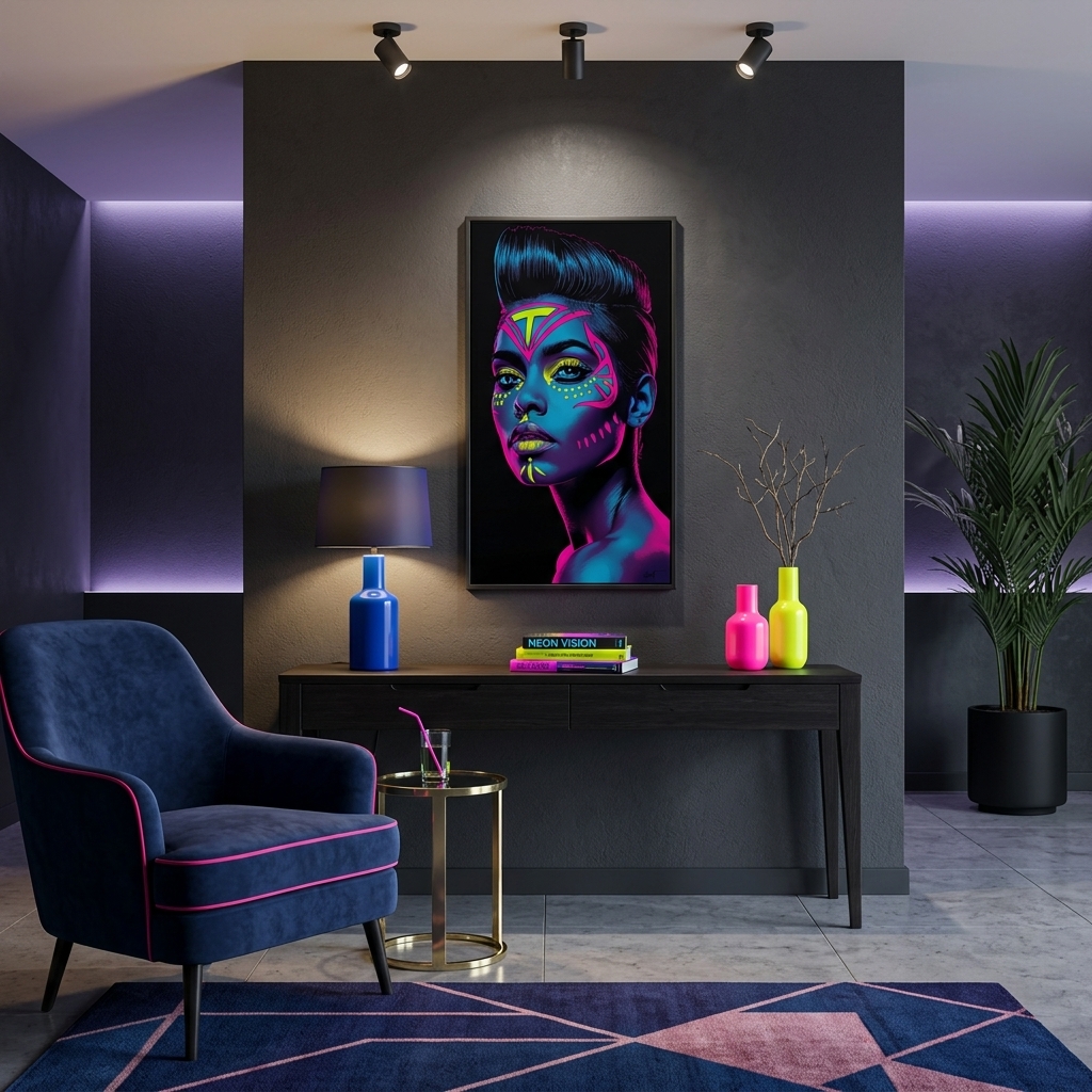 Neon Yüzler– Pop Art Kadın Portre Serisi 33 (Canlı Renkler ve Asi Duruş)