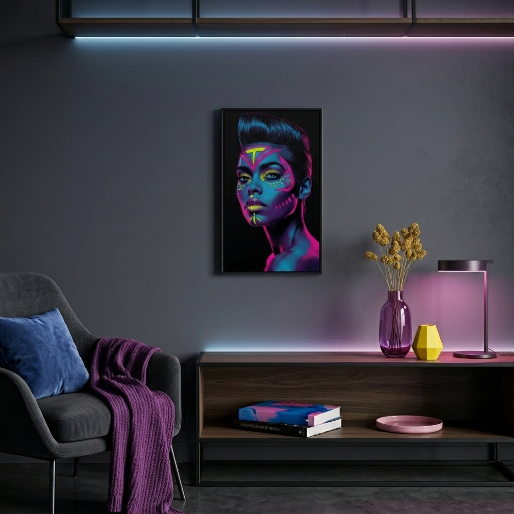 Neon Yüzler– Pop Art Kadın Portre Serisi 33 (Canlı Renkler ve Asi Duruş)