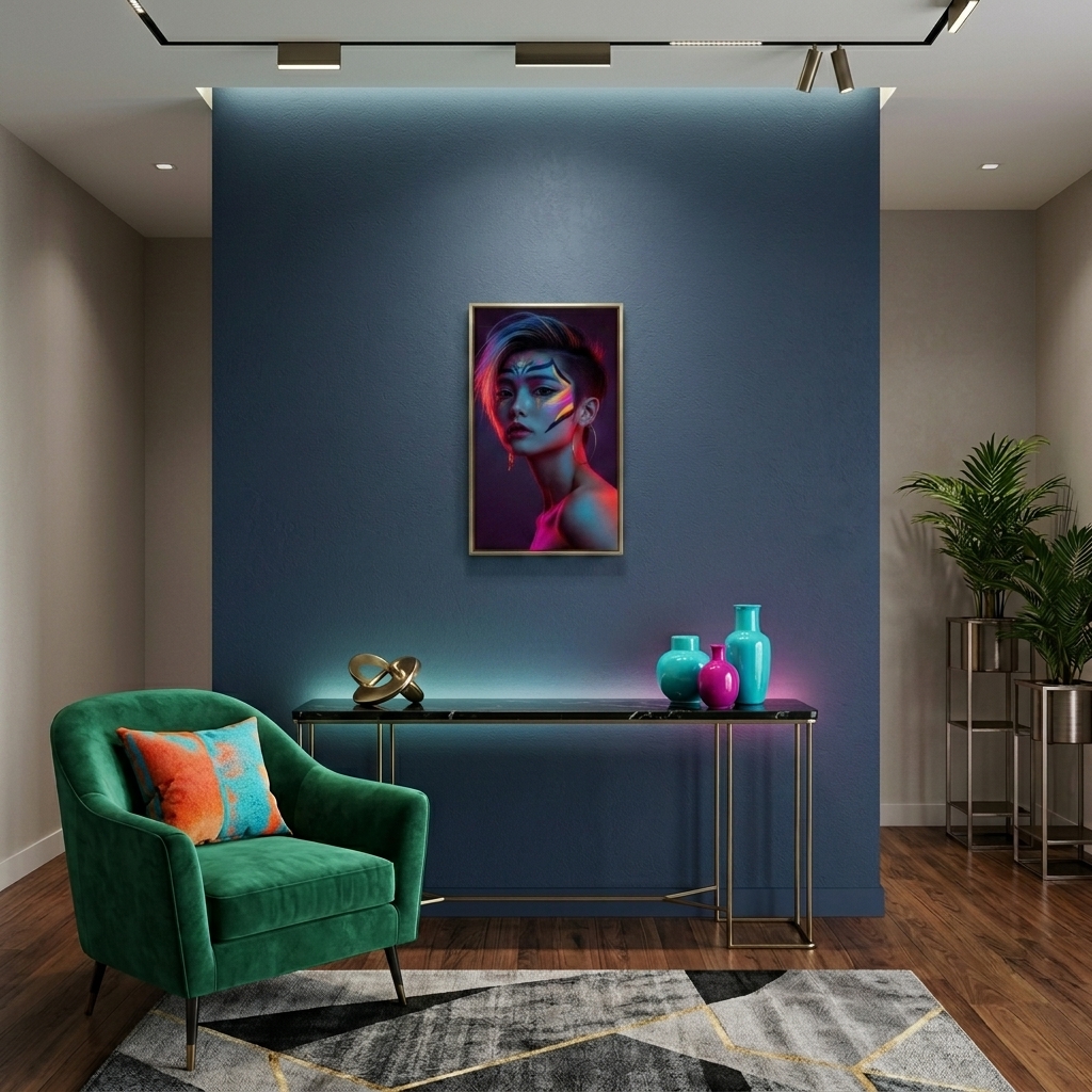 Neon Yüzler– Pop Art Kadın Portre Serisi 34 (Canlı Renkler ve Asi Duruş)