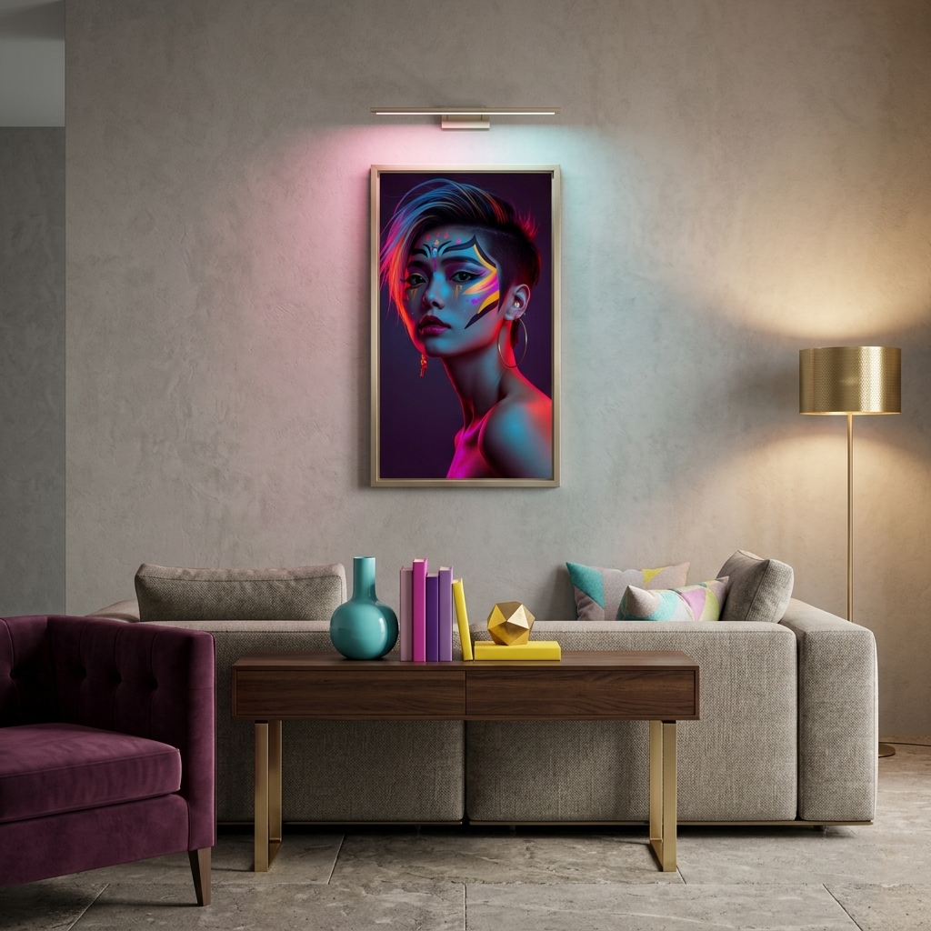 Neon Yüzler– Pop Art Kadın Portre Serisi 34 (Canlı Renkler ve Asi Duruş)