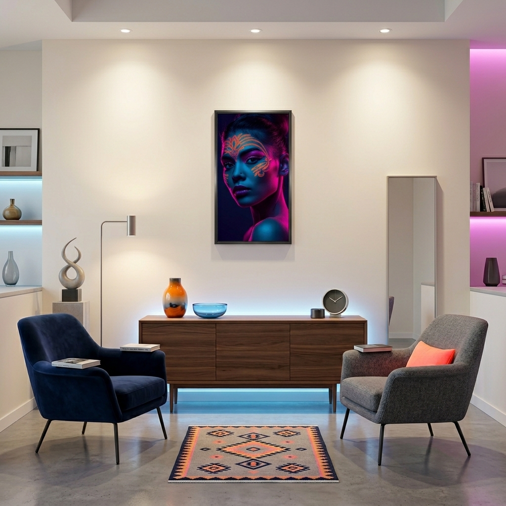 Neon Yüzler– Pop Art Kadın Portre Serisi 35 (Canlı Renkler ve Asi Duruş)