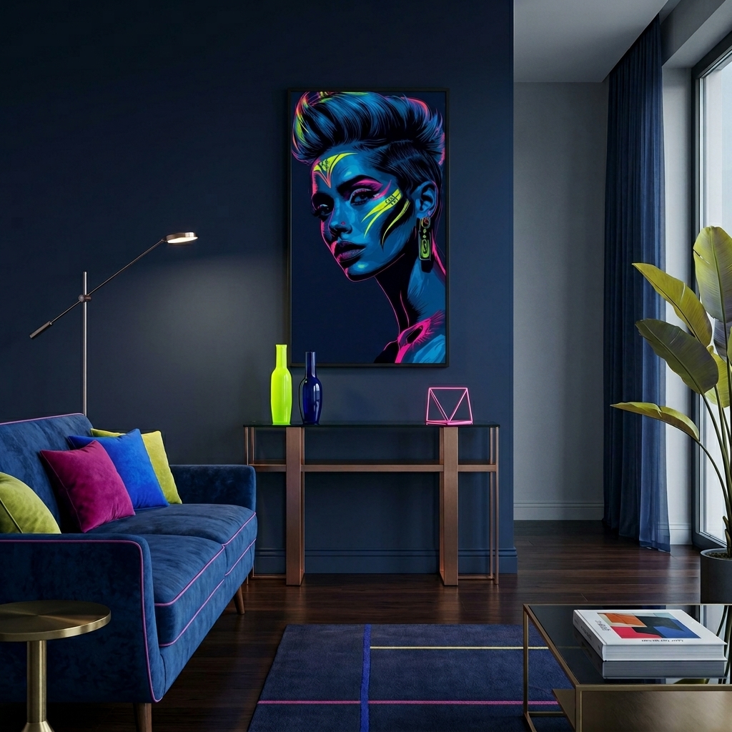 Neon Yüzler– Pop Art Kadın Portre Serisi 36 (Canlı Renkler ve Asi Duruş)