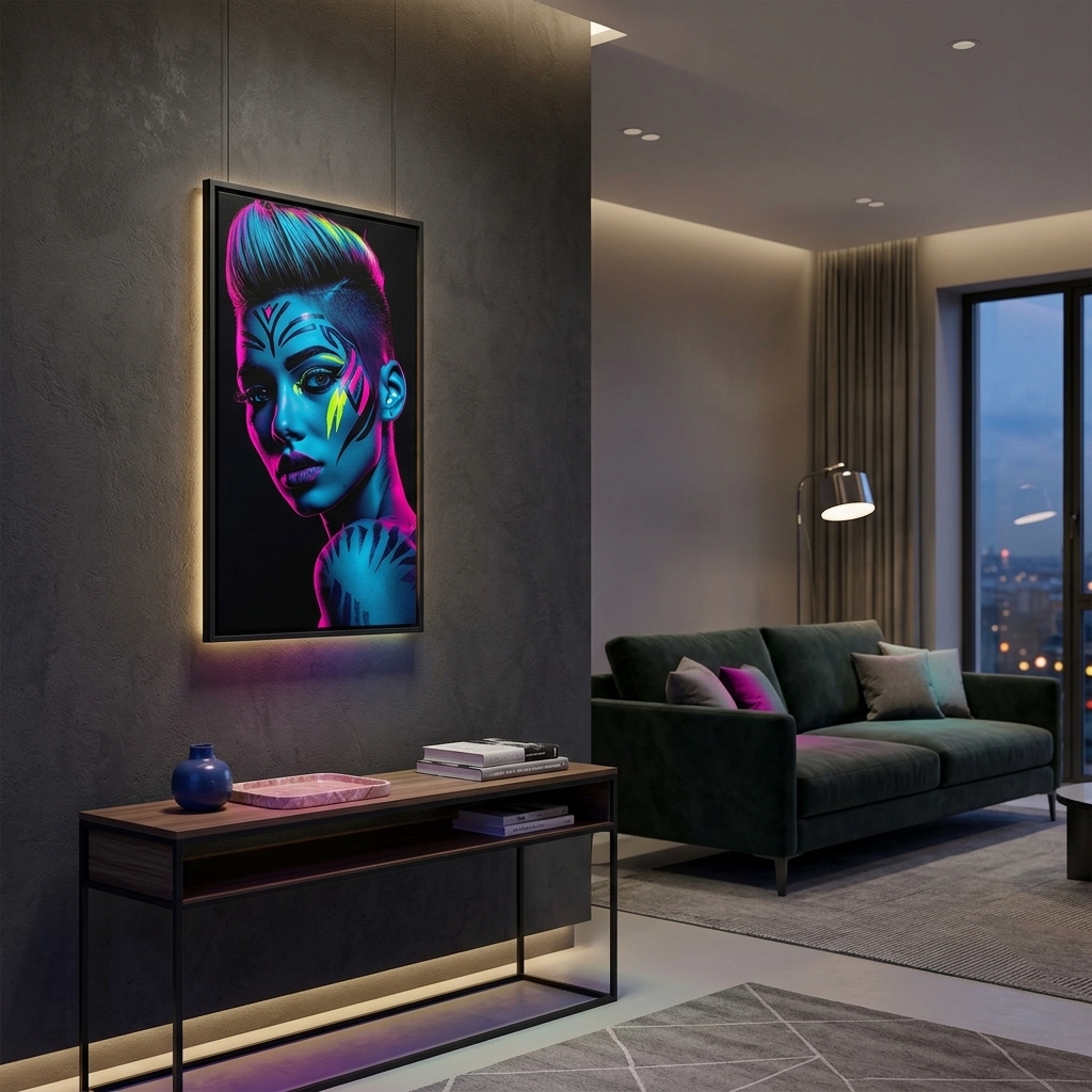 Neon Yüzler– Pop Art Kadın Portre Serisi 37 (Canlı Renkler ve Asi Duruş)
