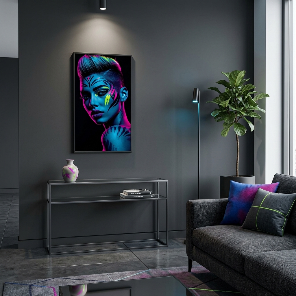 Neon Yüzler– Pop Art Kadın Portre Serisi 37 (Canlı Renkler ve Asi Duruş)