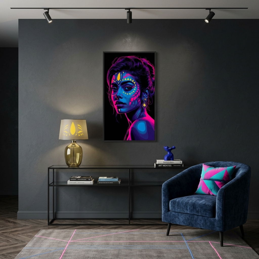 Neon Yüzler– Pop Art Kadın Portre Serisi 38 (Canlı Renkler ve Asi Duruş)