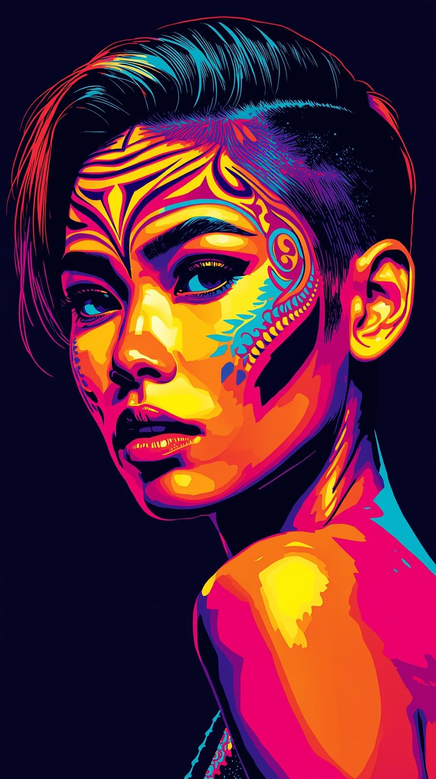 Neon Yüzler– Pop Art Kadın Portre Serisi 39 (Canlı Renkler ve Asi Duruş) Neon Yüzler– Pop Art Kadın Portre Serisi 39 (Canlı Renkler ve Asi Duruş)