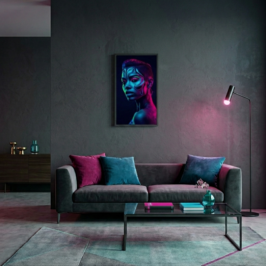 Neon Yüzler– Pop Art Kadın Portre Serisi 40 (Canlı Renkler ve Asi Duruş)