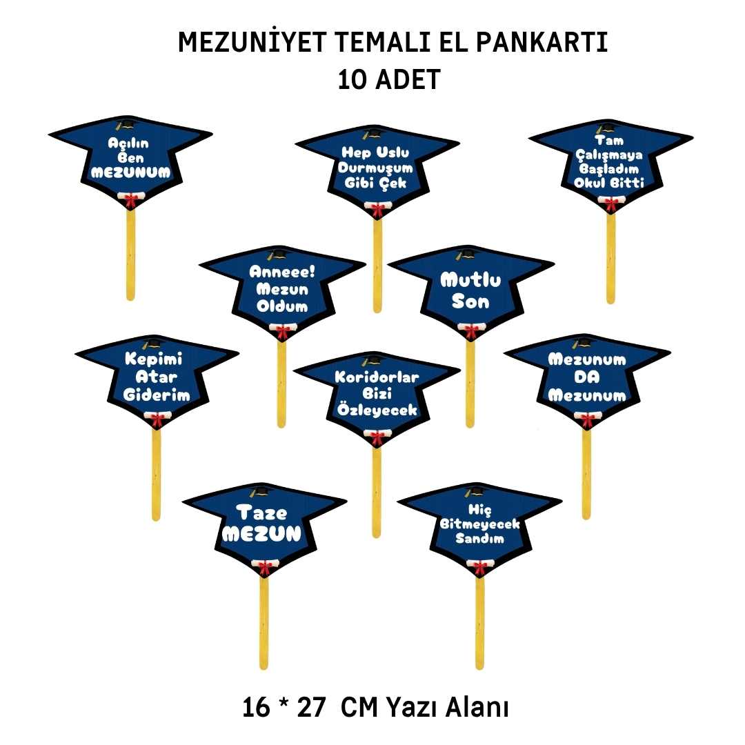 Mezuniyet El Pankartı 10 Adet  01