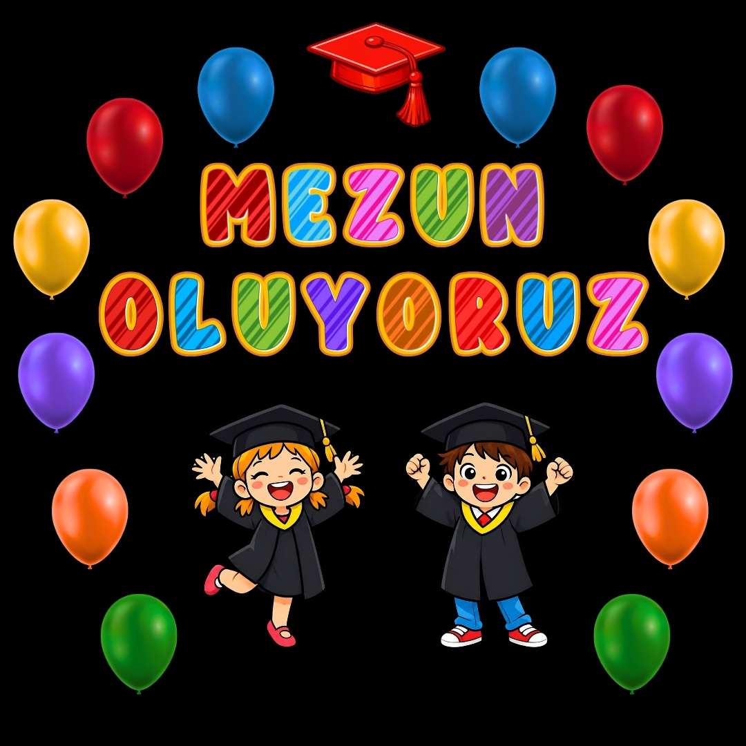 Mezuniyet Temalı Renkli Okul Panosu Figür Seti | Hazır Kesim Sınıf Süsü 