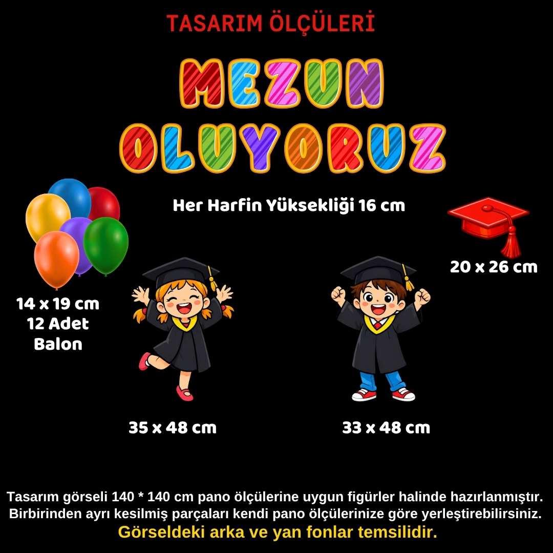 Mezuniyet Temalı Renkli Okul Panosu Figür Seti | Hazır Kesim Sınıf Süsü Mezuniyet Temalı Renkli Okul Panosu Figür Seti | Hazır Kesim Sınıf Süsü