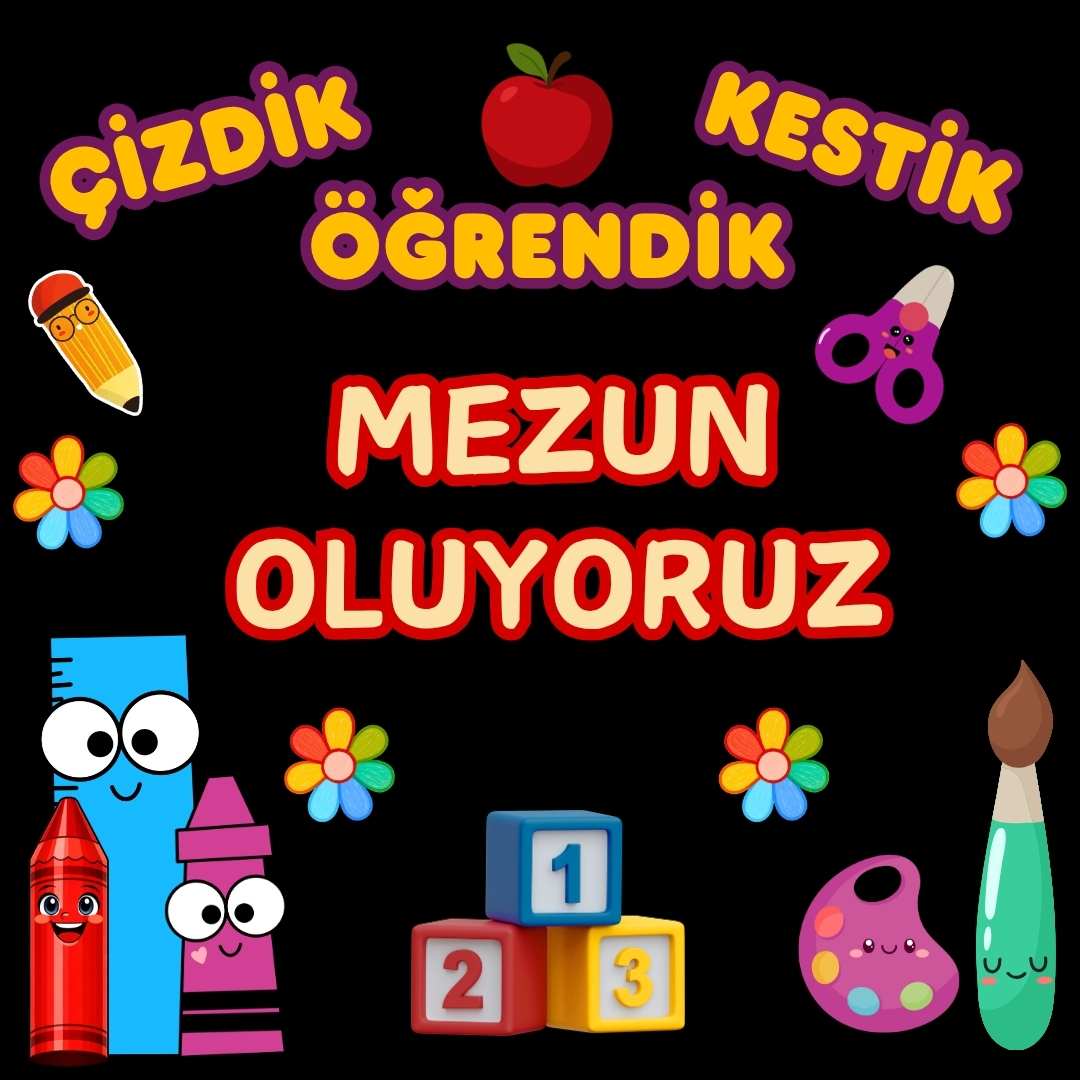 Mezuniyet Temalı Renkli Okul Panosu Figür Seti | Hazır Kesim Sınıf Süsü 02