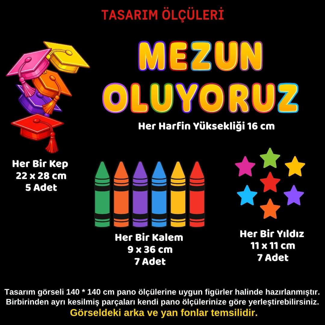 Mezuniyet Temalı Renkli Okul Panosu Figür Seti | Hazır Kesim Sınıf Süsü 03 Mezuniyet Temalı Renkli Okul Panosu Figür Seti | Hazır Kesim Sınıf Süsü 03