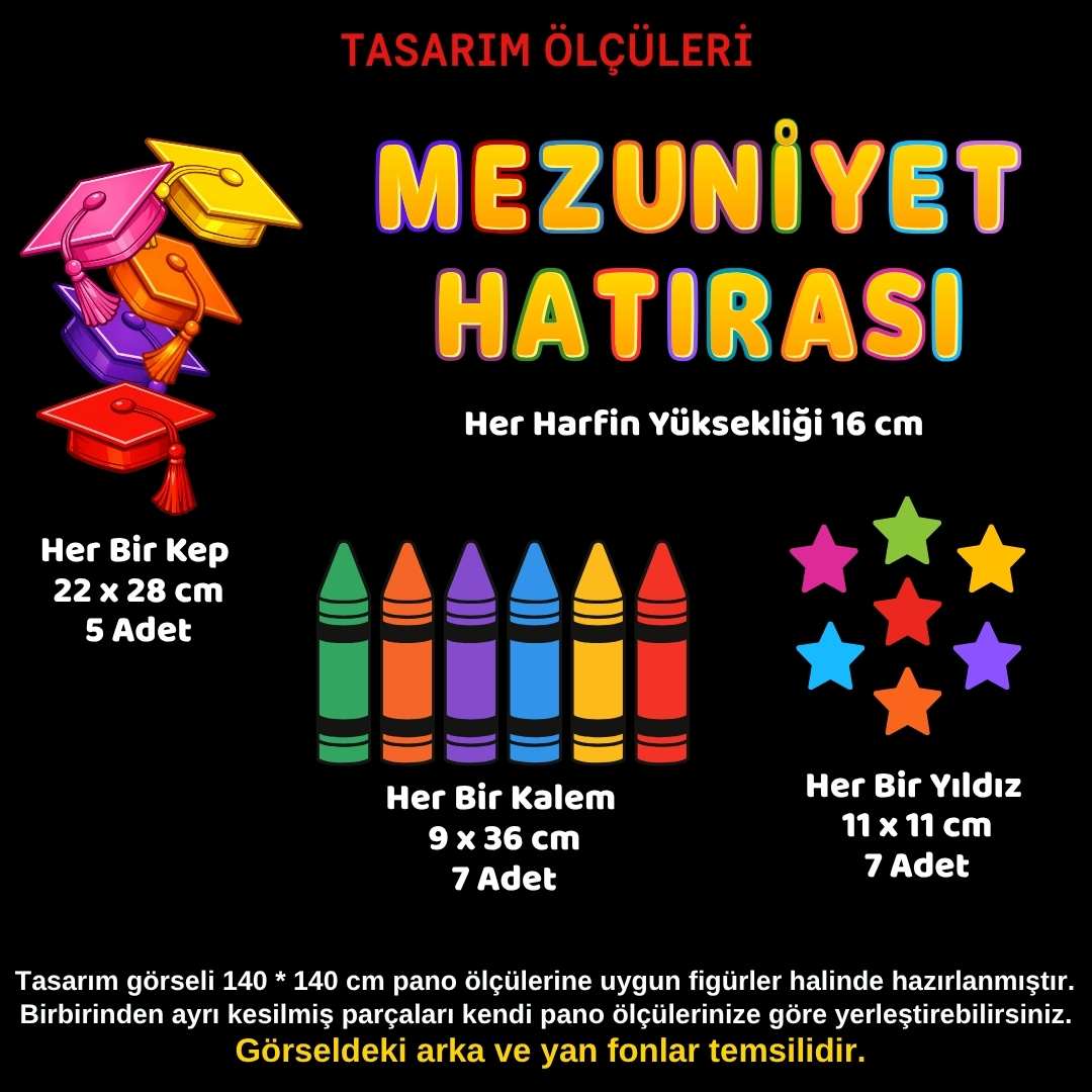 Mezuniyet Temalı Renkli Okul Panosu Figür Seti | Hazır Kesim Sınıf Süsü 04 Mezuniyet Temalı Renkli Okul Panosu Figür Seti | Hazır Kesim Sınıf Süsü 04