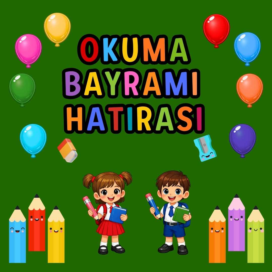 Okuma Bayramı Hatırası Temalı Renkli Okul Panosu Figür Seti | Hazır Kesim Sınıf Süsü 01