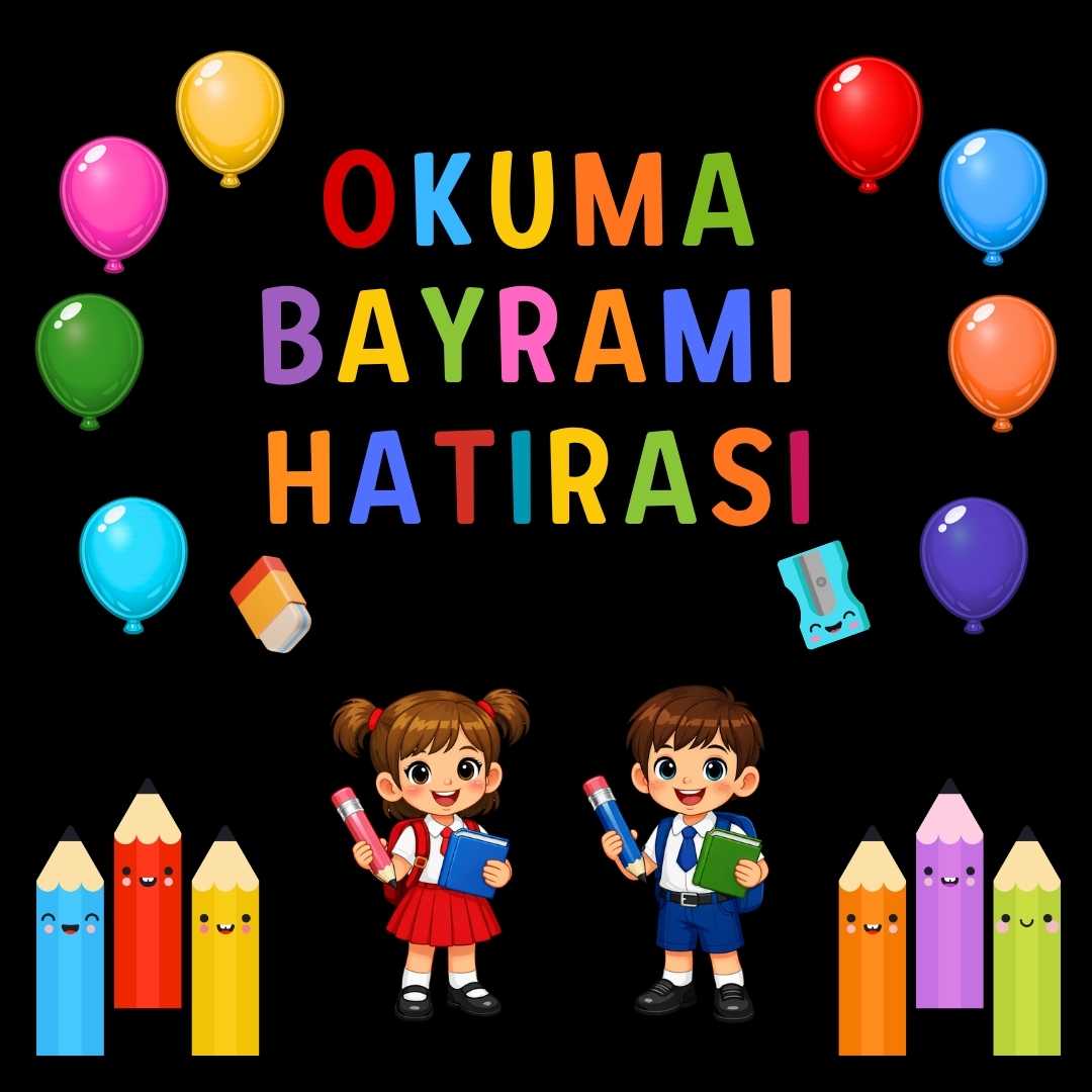 Okuma Bayramı Hatırası Temalı Renkli Okul Panosu Figür Seti | Hazır Kesim Sınıf Süsü 01