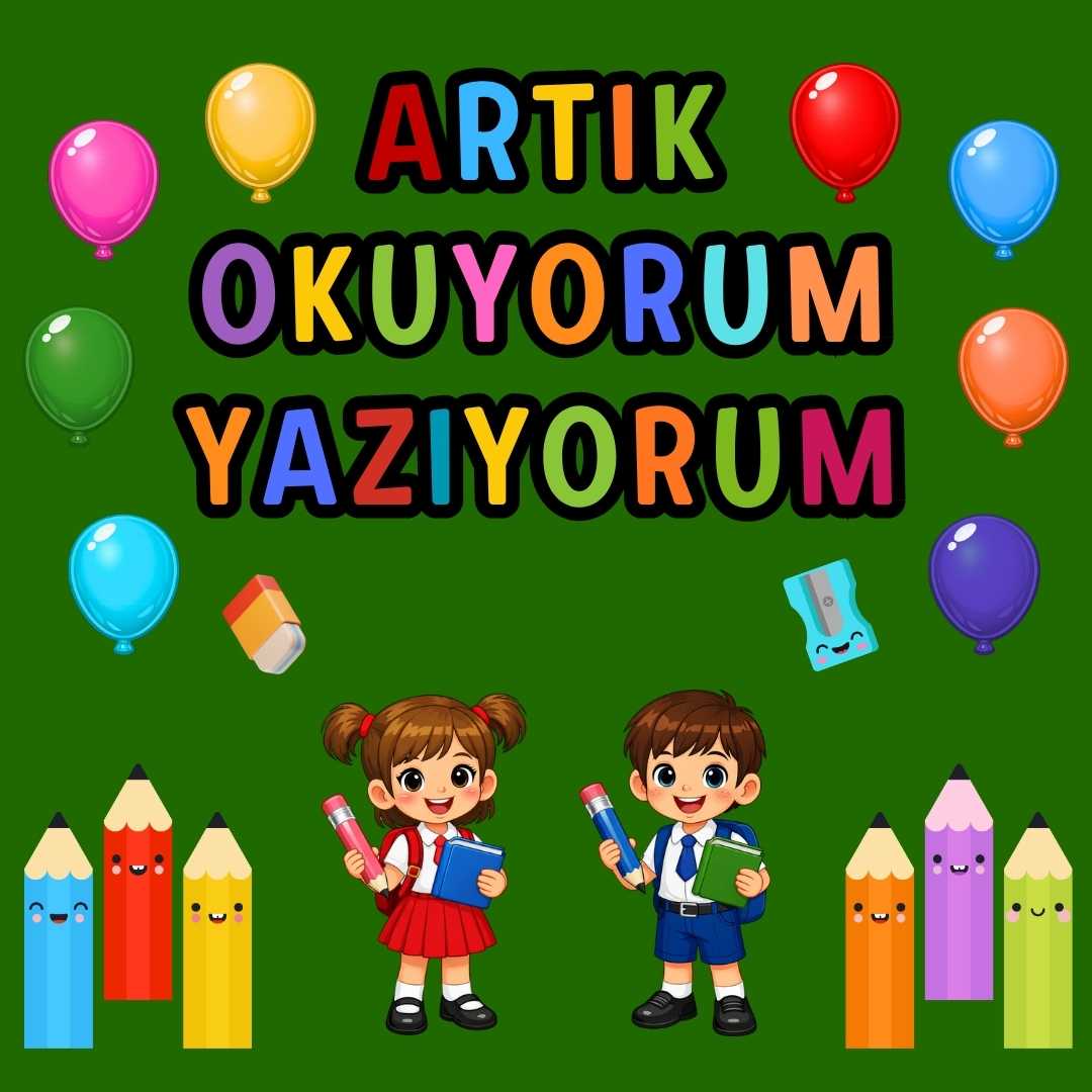 Okuma Bayramı (Artık Okuyorum Yazıyorum) Temalı Renkli Okul Panosu Figür Seti | Hazır Kesim Sınıf Süsü Okuma Bayramı (Artık Okuyorum Yazıyorum) Temalı Renkli Okul Panosu Figür Seti | Hazır Kesim Sınıf Süsü