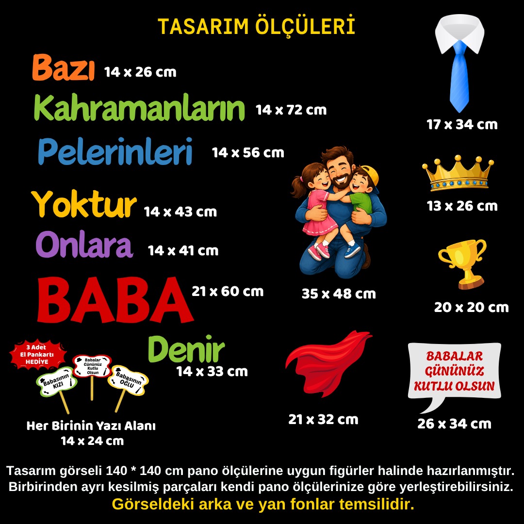 Babalar Günü Temalı Renkli Okul Panosu Figür Seti | Hazır Kesim Sınıf Süsü 02 Babalar Günü Temalı Renkli Okul Panosu Figür Seti | Hazır Kesim Sınıf Süsü 02