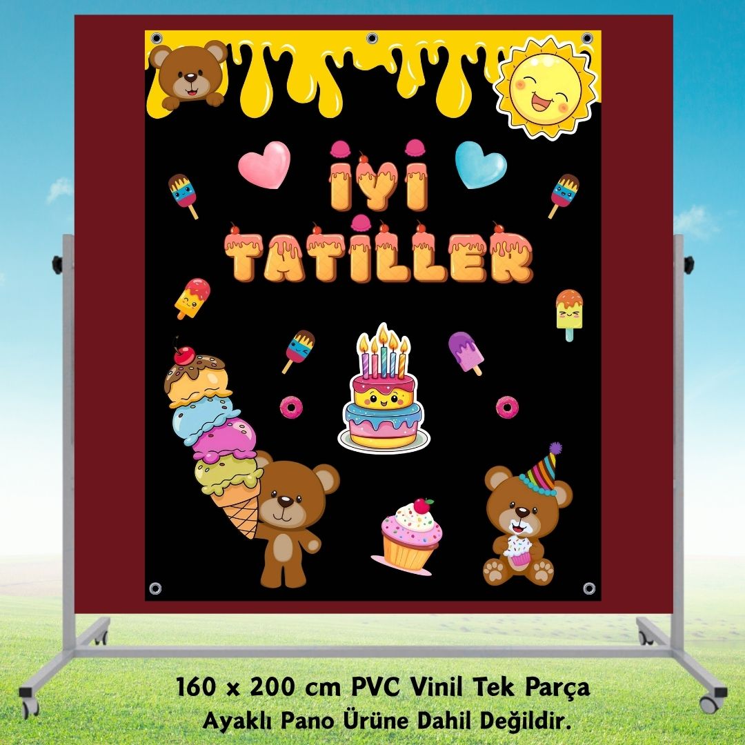 Tatil Temalı Karne Günü Hatıra Fotoğrafı PVC Vinil Afiş 160 x 200 cm | Tek Parça 15
