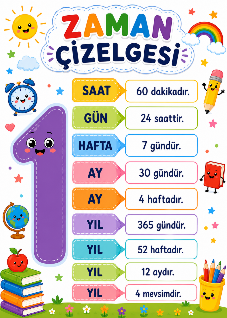 ZAMAN ÇİZELGESİ KARTON AFİŞ 50 x 70 cm