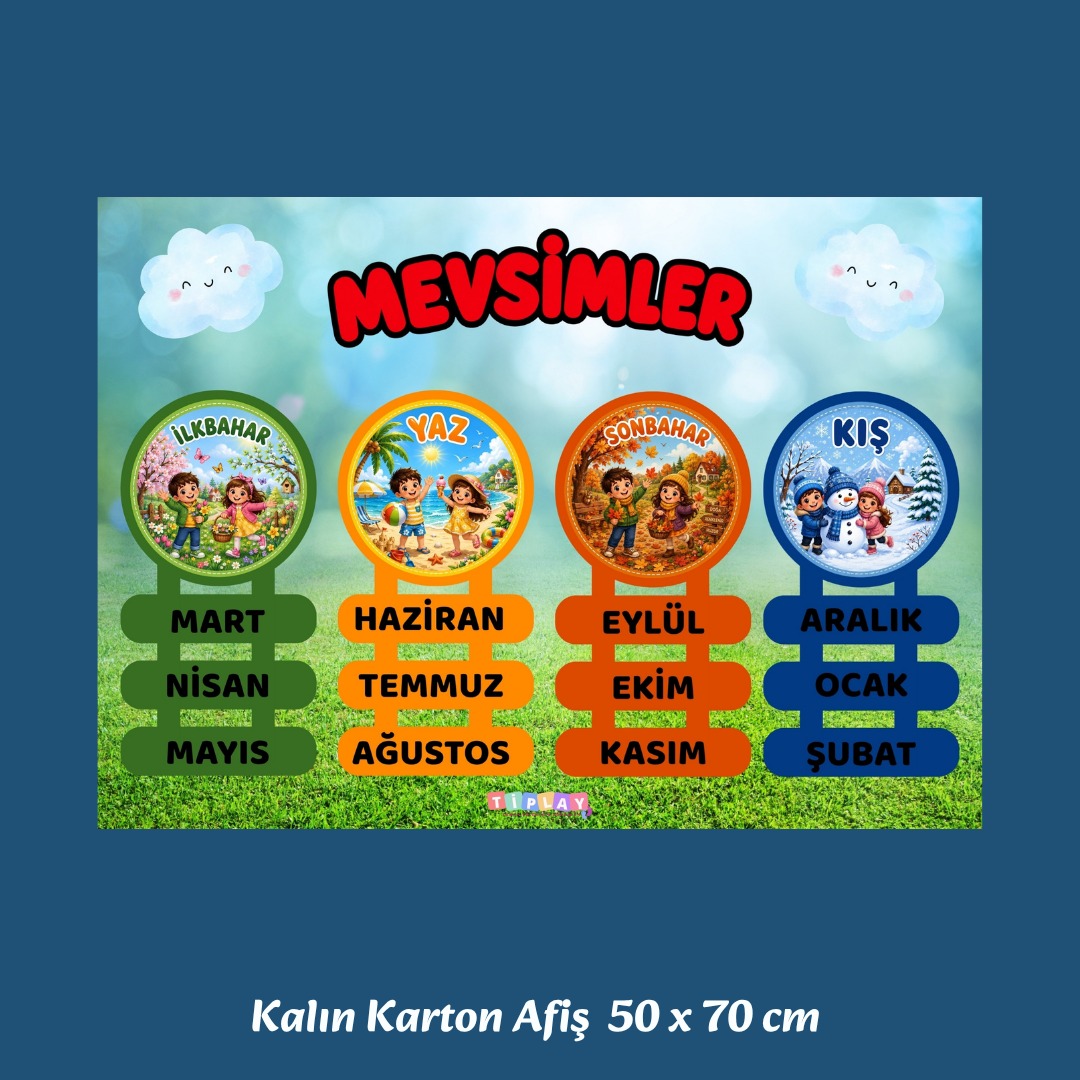 Mevsimler Panosu 50X70CM Eğitici Afiş Karton