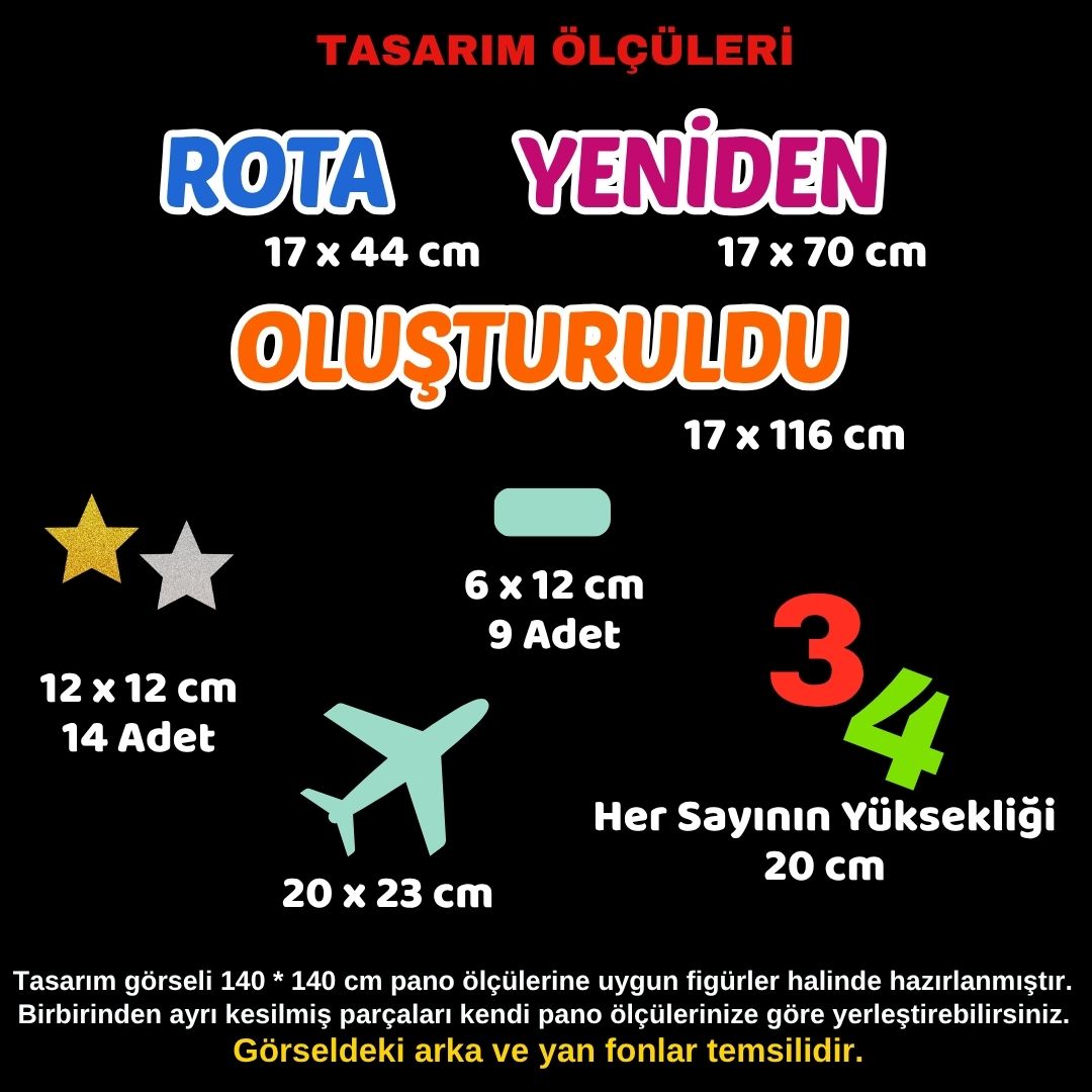 ROTA YENİDEN OLUŞTULDU 3-4 Okul Panosu Hazır Kesim Figür Seti