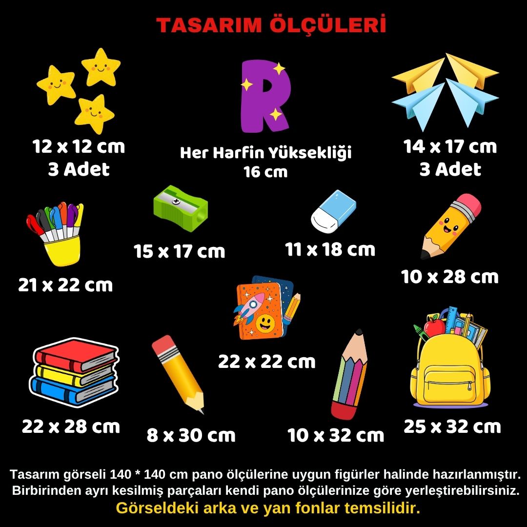 RENKLİ BİR YIL BAŞLIYOR Okul Panosu Hazır Kesim Figür Seti