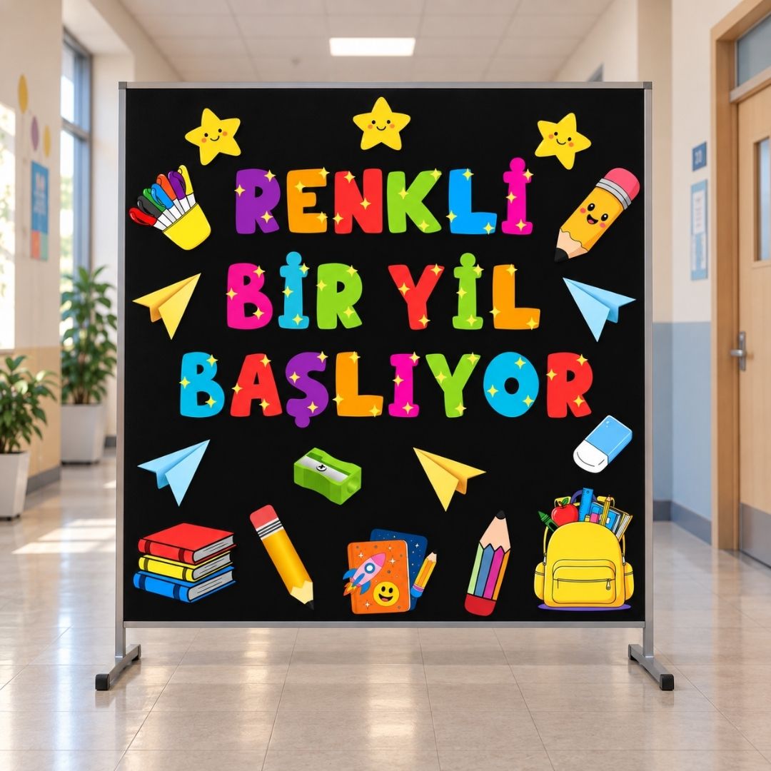 RENKLİ BİR YIL BAŞLIYOR Okul Panosu Hazır Kesim Figür Seti RENKLİ BİR YIL BAŞLIYOR Okul Panosu Hazır Kesim Figür Seti