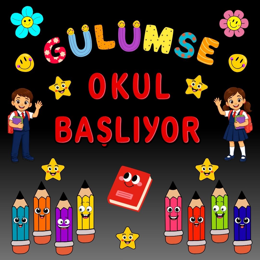 GÜLÜMSE OKUL BAŞLIYOR Okul Panosu Hazır Kesim Figür Seti