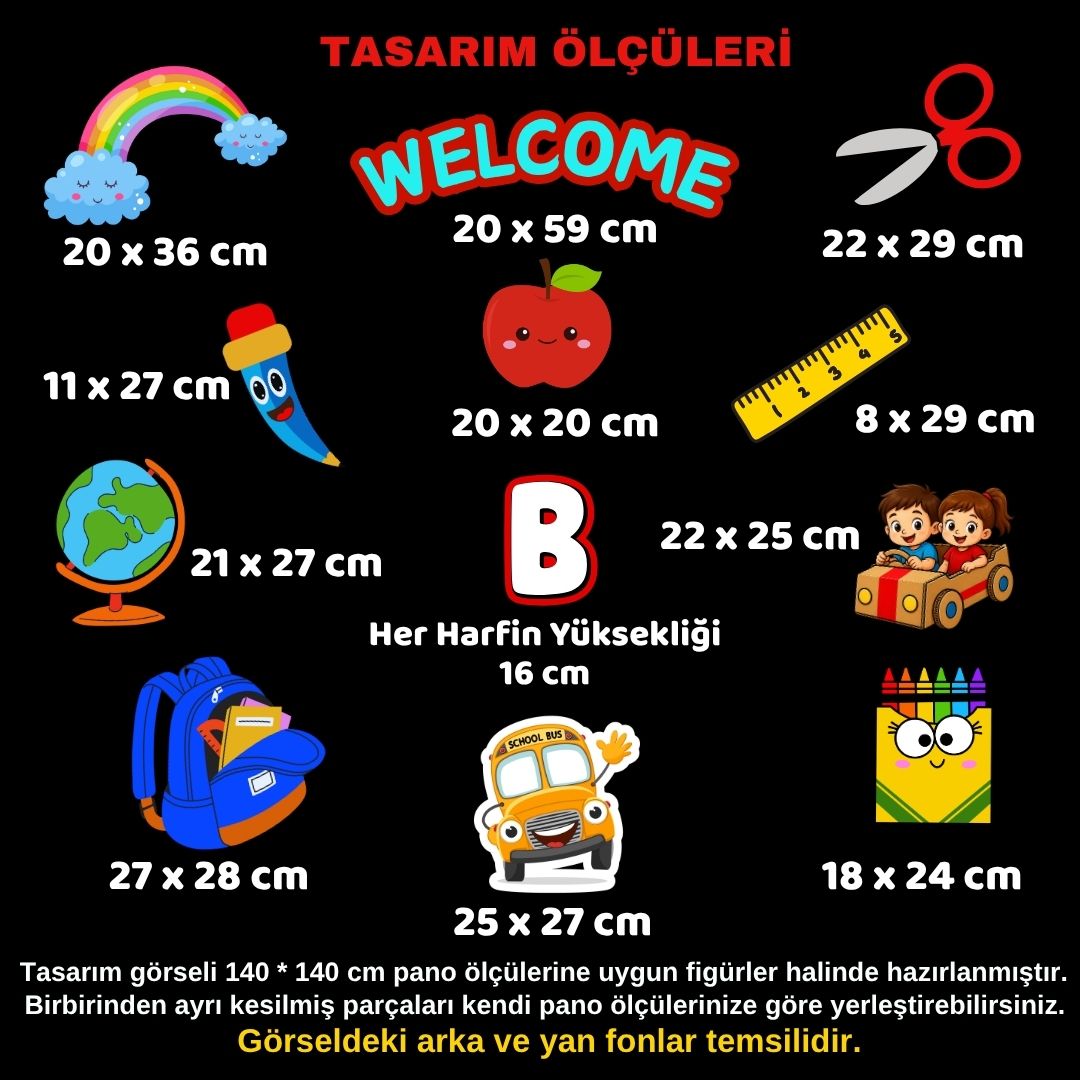 BACK TO SCHOOL Okul Panosu Hazır Kesim Figür Seti
