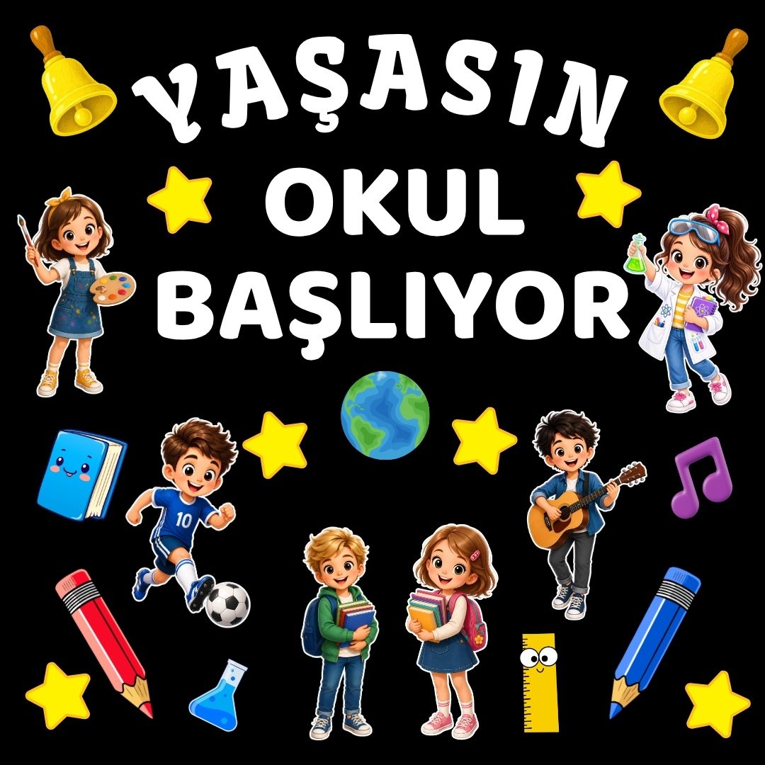 YAŞASIN OKUL BAŞLIYOR Okul Panosu Hazır Kesim Figür Seti