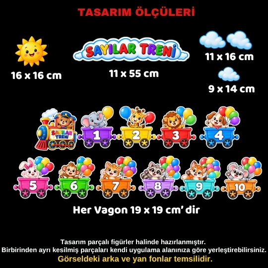 Sayılar Treni Okul Panosu Hazır Kesim Figür Seti Sayılar Treni Okul Panosu Hazır Kesim Figür Seti