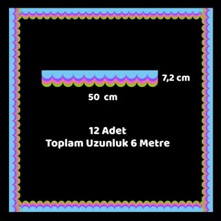 Okul Pano Kenar Süsü 04 Sarı Neon Renkli Dalga 12'li 6 Metre