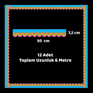 Okul Pano Kenar Süsü 05 Mavi Pastel Renkli Dalga 12'li 6 Metre