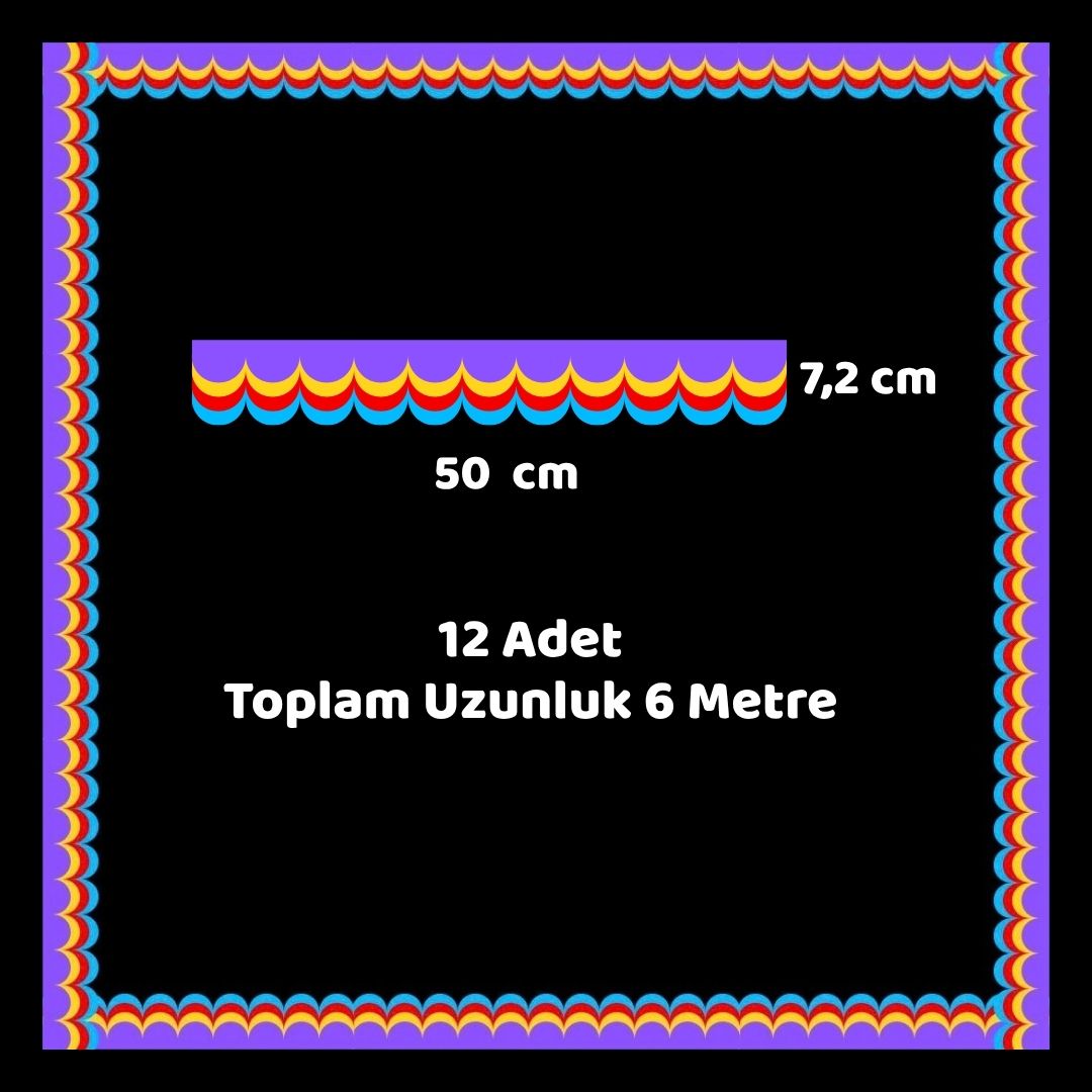 Okul Pano Kenar Süsü 06 Turkuaz Renkli Dalga 12'li 6 Metre