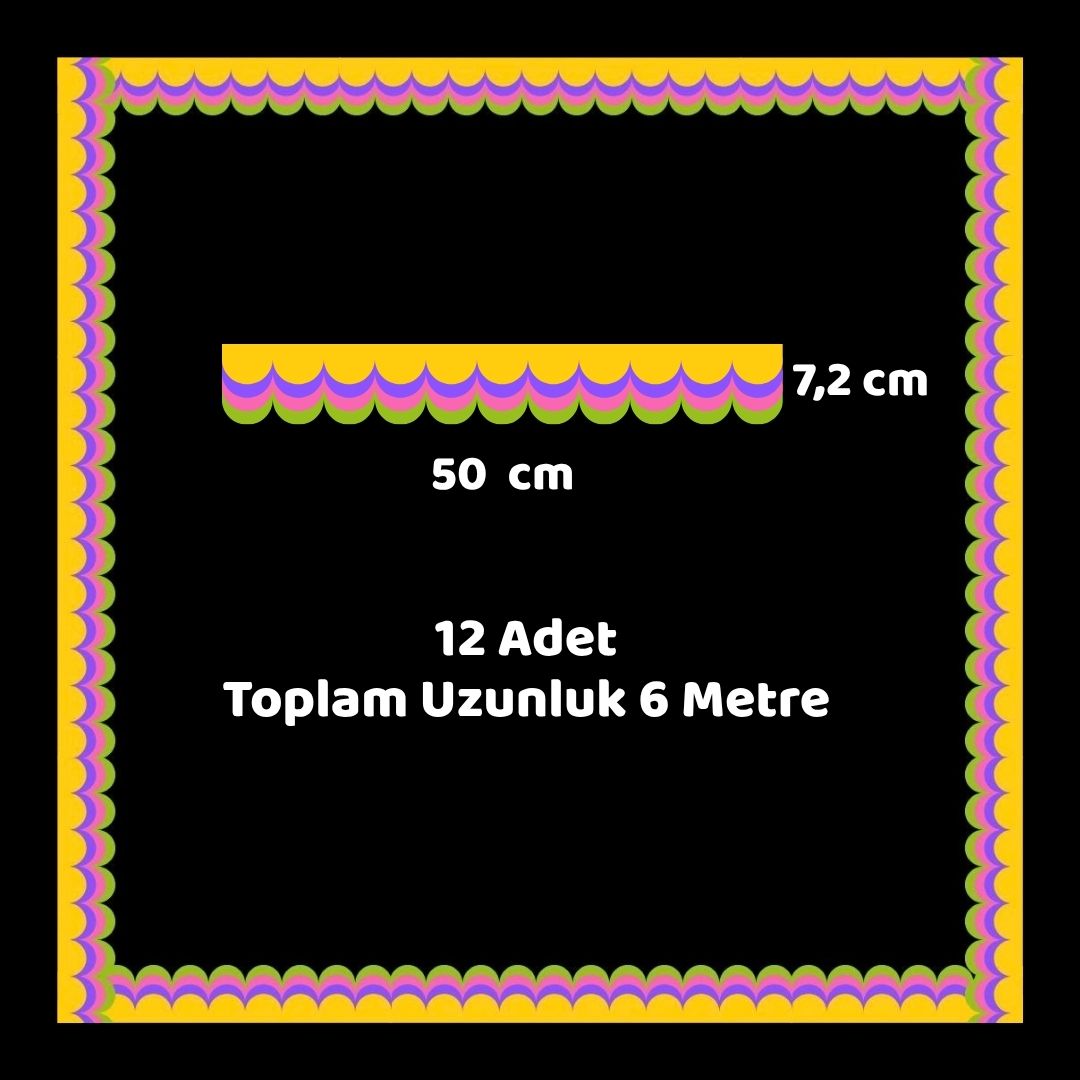Okul Pano Kenar Süsü 03 Sarı Yeşil Dalga 12'li 6 Metre