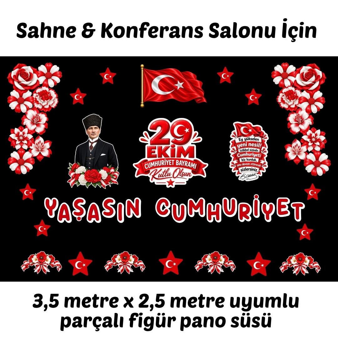 29 Ekim Cumhuriyet Bayramı Hazır Kesim Sahne Boy Pano Süsü 3,5 x 2,5 m Uyumlu 29 Ekim Cumhuriyet Bayramı Hazır Kesim Sahne Boy Pano Süsü 3,5 x 2,5 m Uyumlu