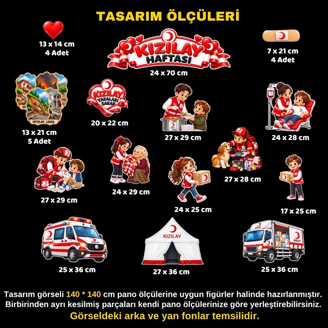 KIZILAY HAFTASI Hazır Fügür Kesim Pano Süsü 