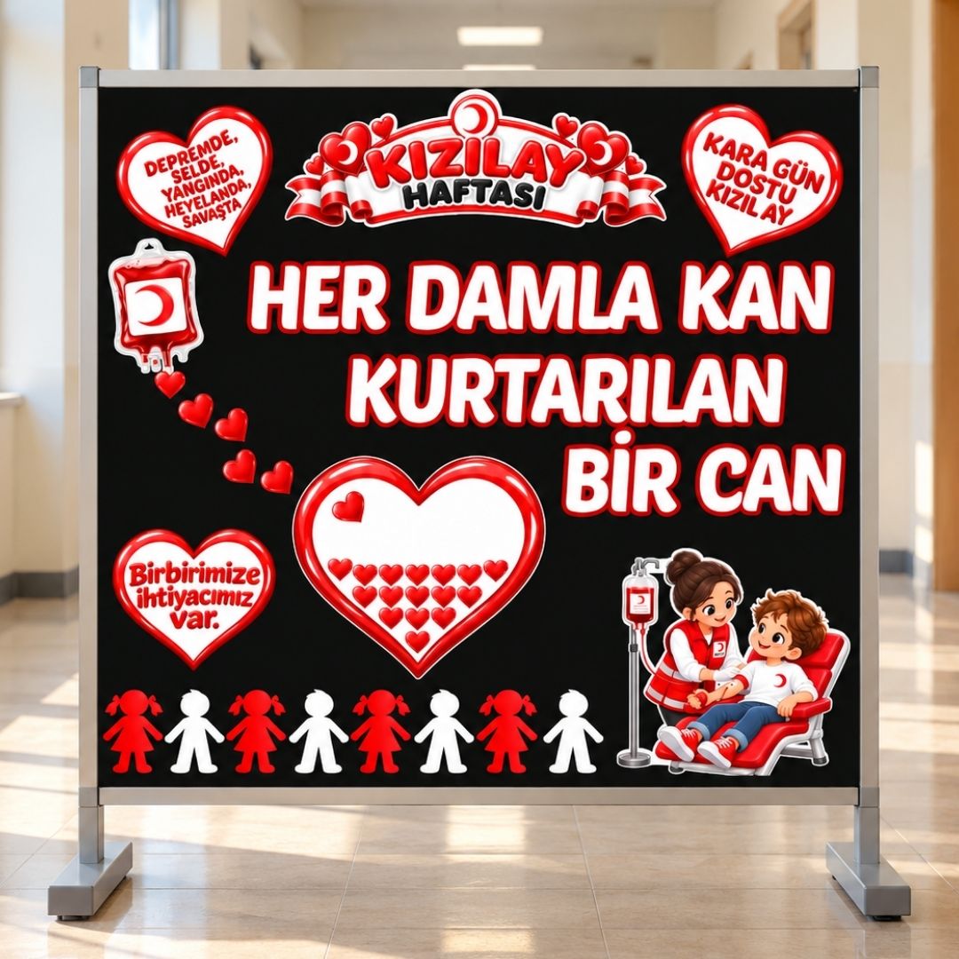 KIZILAY HAFTASI (Kan Bağışı) Hazır Fügür Kesim Pano Süsü 