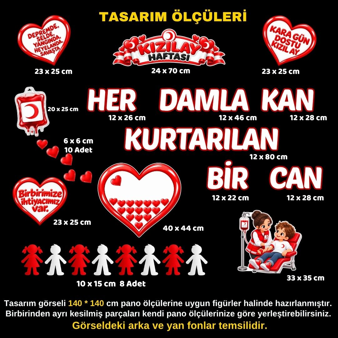 KIZILAY HAFTASI (Kan Bağışı) Hazır Fügür Kesim Pano Süsü 