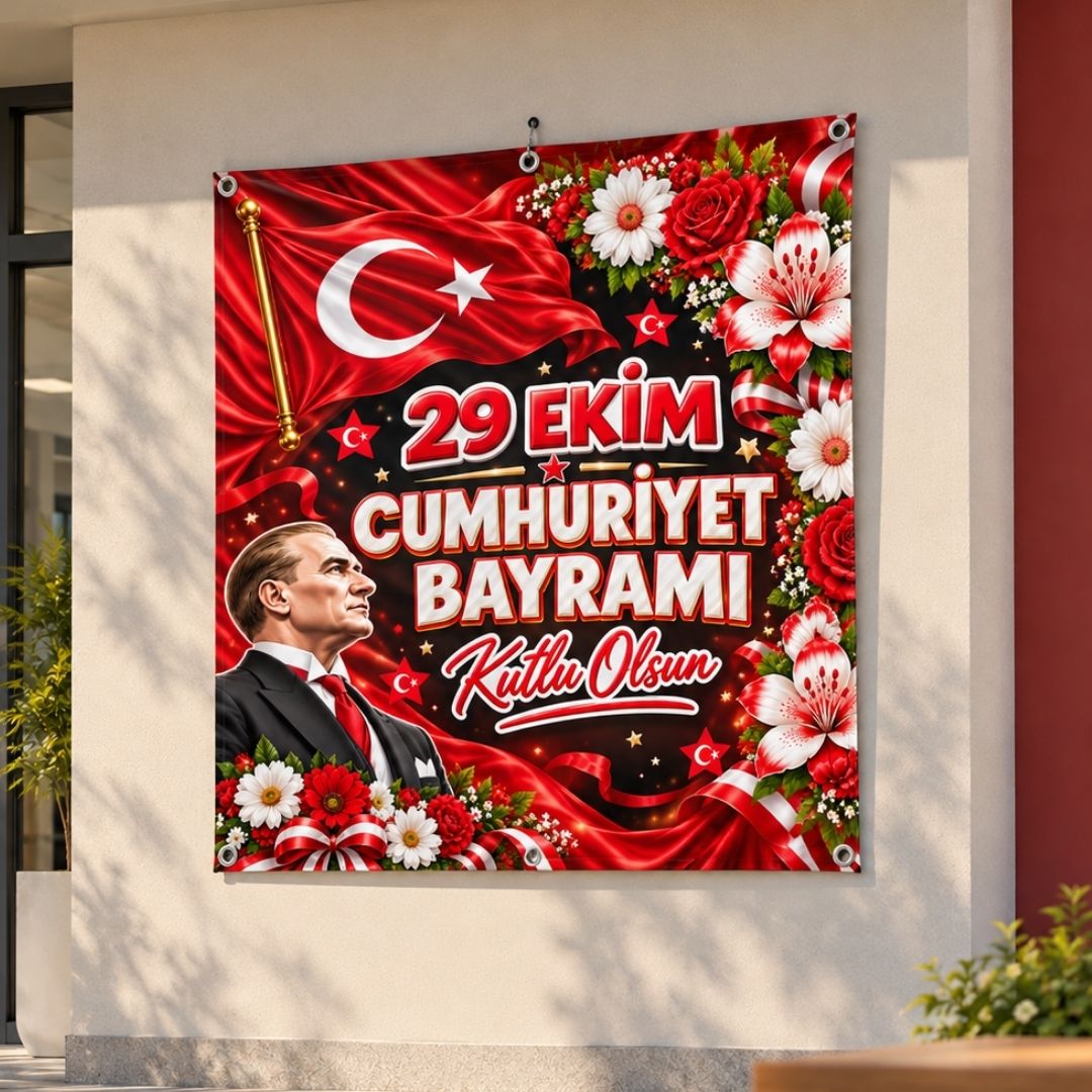29 EKİM CUMHURİYET BAYRAMI 160X160 CM VİNİL AFİŞ 