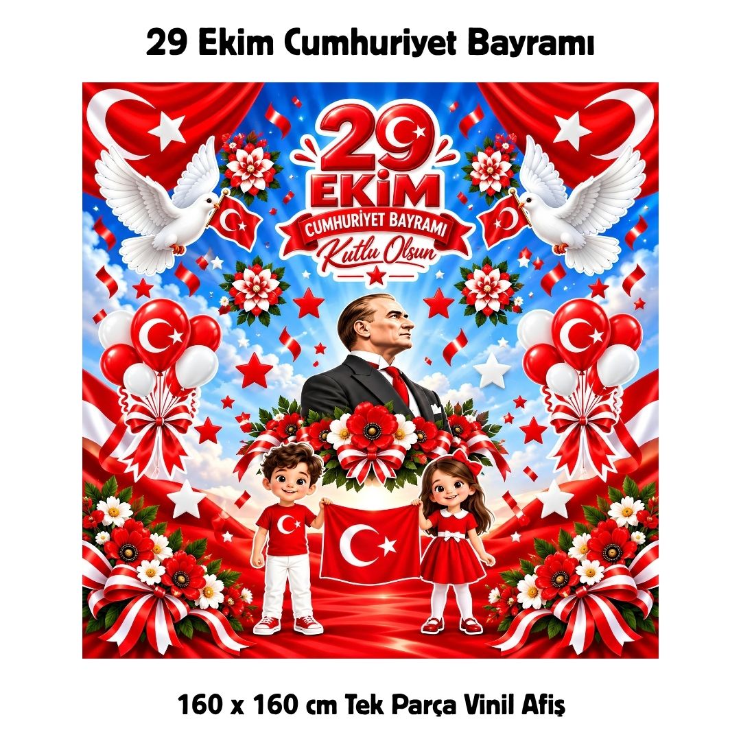 29 EKİM CUMHURİYET BAYRAMI 160X160 CM VİNİL AFİŞ 01