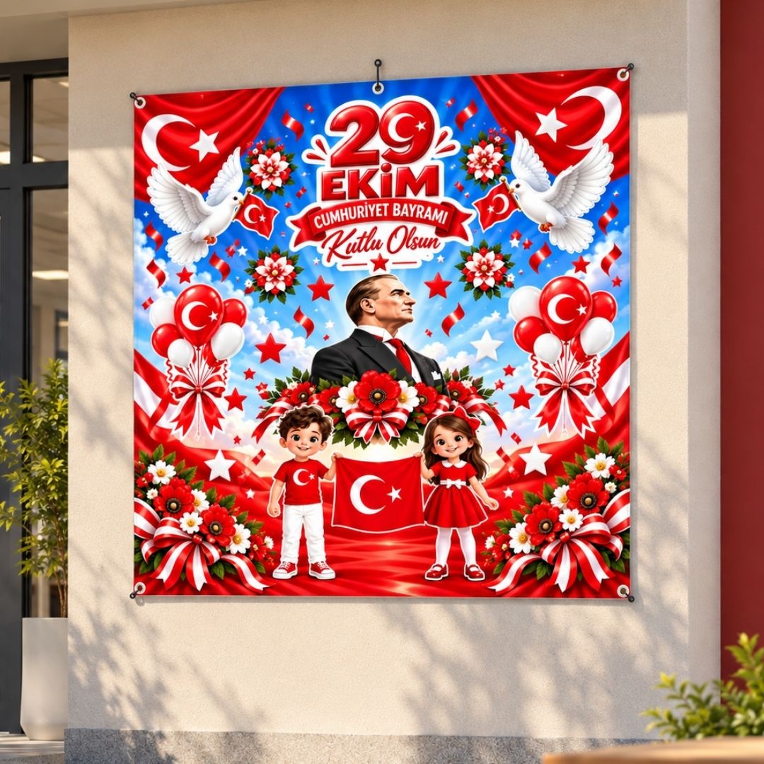 29 EKİM CUMHURİYET BAYRAMI 160X160 CM VİNİL AFİŞ 01