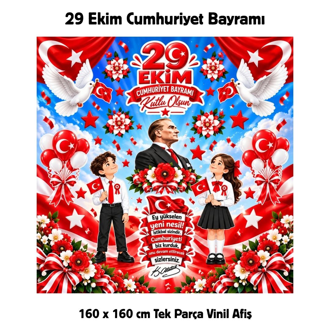 29 EKİM CUMHURİYET BAYRAMI 160X160 CM VİNİL AFİŞ 02