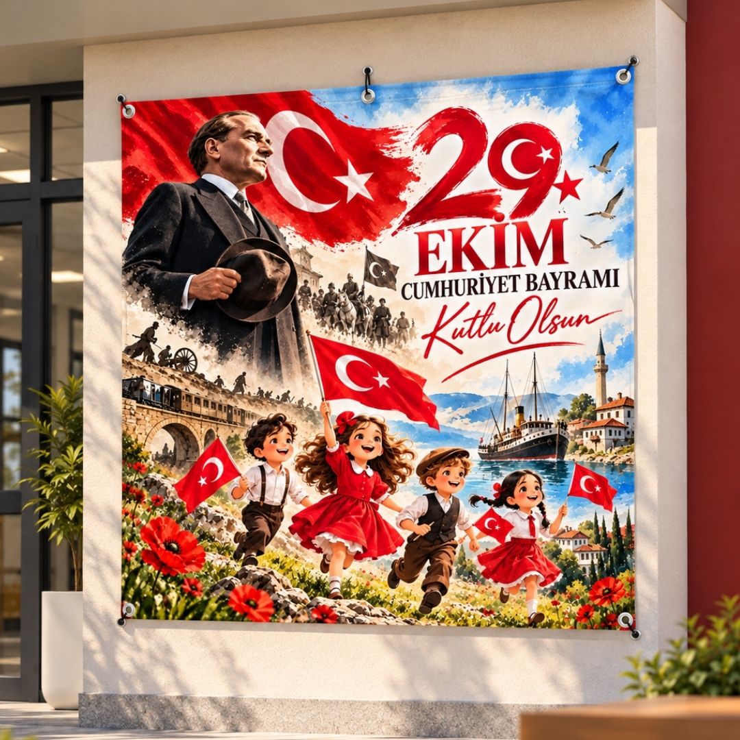 29 EKİM CUMHURİYET BAYRAMI 160X160 CM VİNİL AFİŞ 03