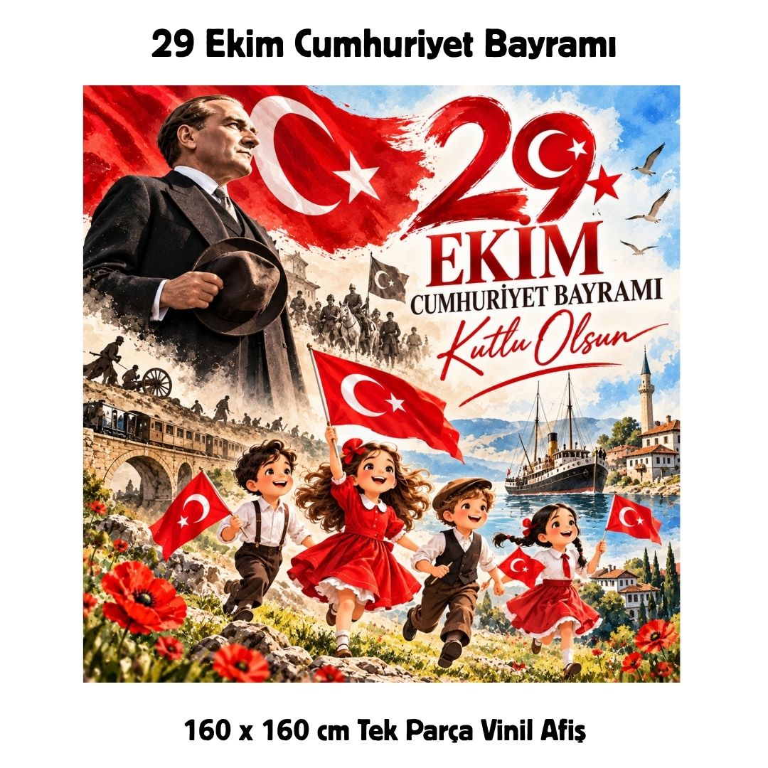 29 EKİM CUMHURİYET BAYRAMI 160X160 CM VİNİL AFİŞ 03