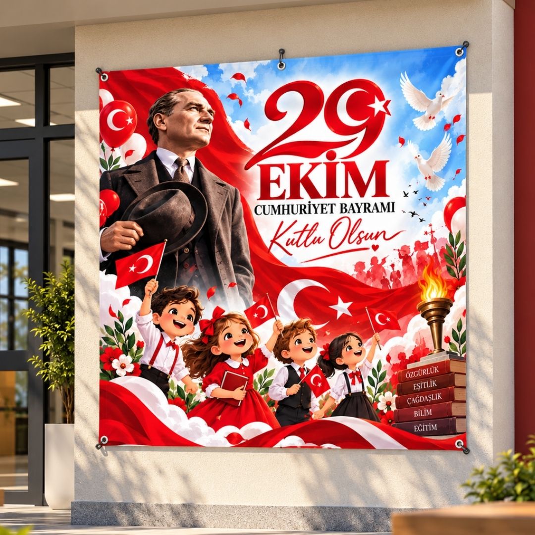 29 EKİM CUMHURİYET BAYRAMI 160X160 CM VİNİL AFİŞ 04