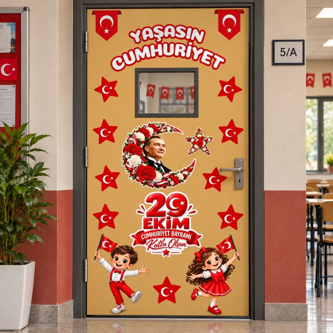 YAŞASIN CUMHURİYET Hazır Fügür Kesim Sınıf Kapı  Süsü 
